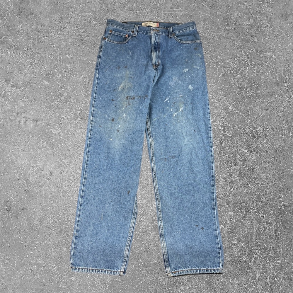 Levi's 560 Comfort Fit Jeans Mens 36x36 Blue Loose Fit Distressed Paint Splatter